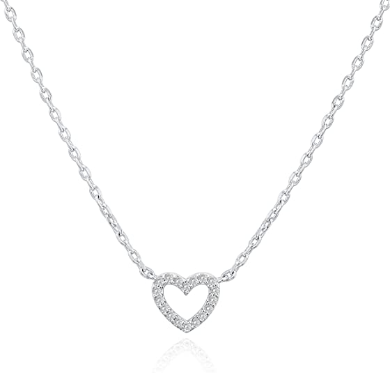 14K Gold Plated Cubic Zirconia Heart Necklace