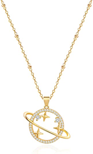 18K Gold Moon Star Lion Evil Eye Pendant Necklace Medallion Paperclip Choker Layering Jewery for Women Girls
